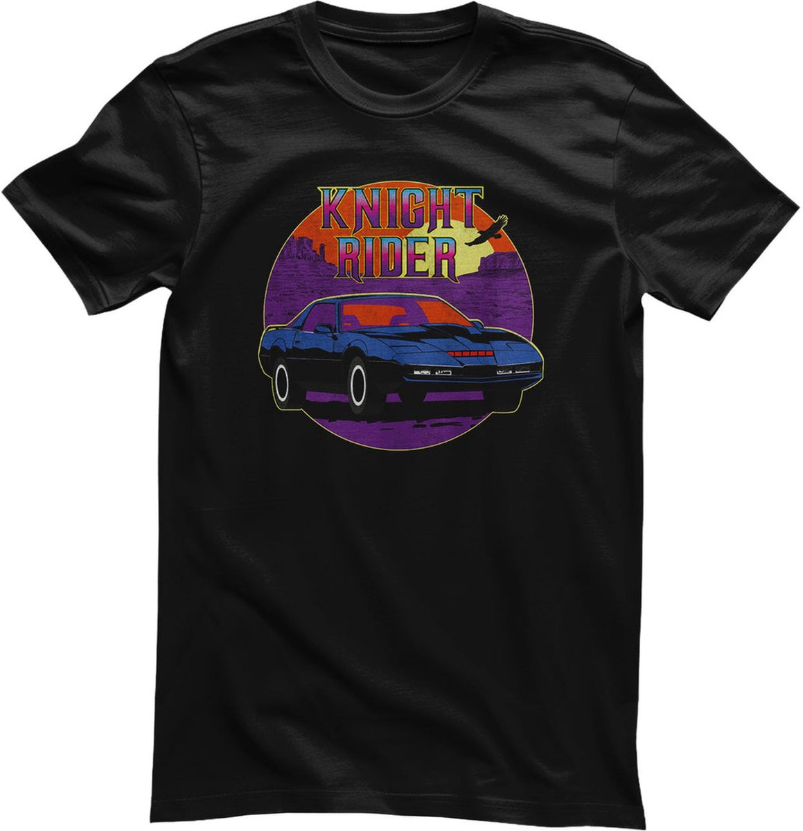 Knight Rider KITT Retro Sunset T-Shirt M Zwart