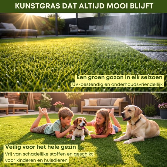 Kunstgras Tortue Verte - Tapis de Gazon - 200x500cm - 22mm - STANLEY PARK BASIC - Gazon Artificiel - Tapis de Gazon pour extérieur et intérieur - Qualité très douce et réaliste - Kunstgras pour extérieur, jardin, balcon, terrasse ou aire de jeux