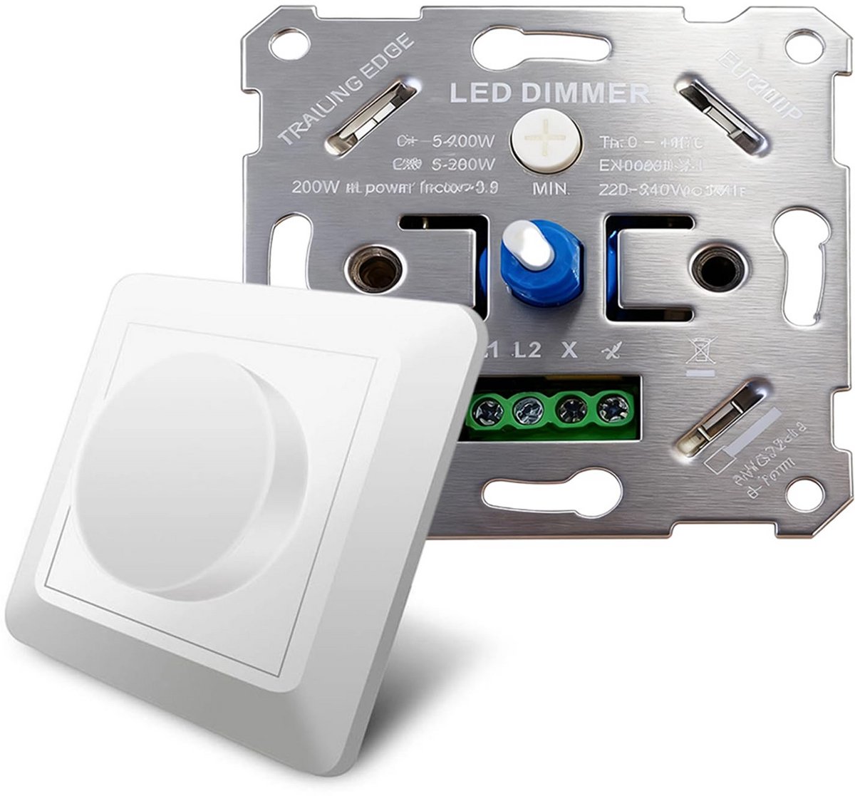 LED Dimmer - Draaibare Schakelaar - Lichtregeling - Flickervrije Dimming - 9x4x9 cm - Wit