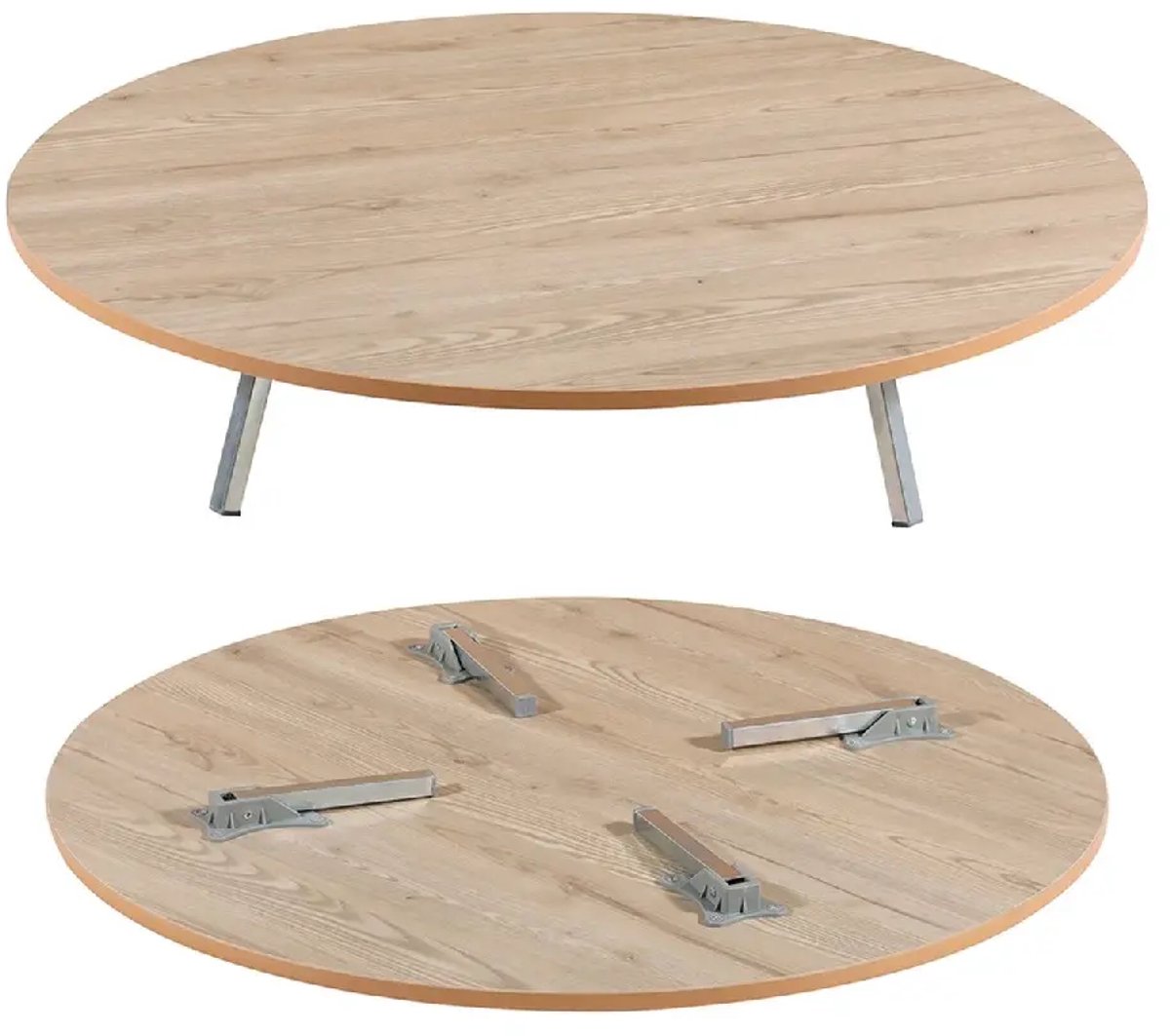 Sofra ronde grond houten tafel met inklapbare poten Ø70cm - bruin