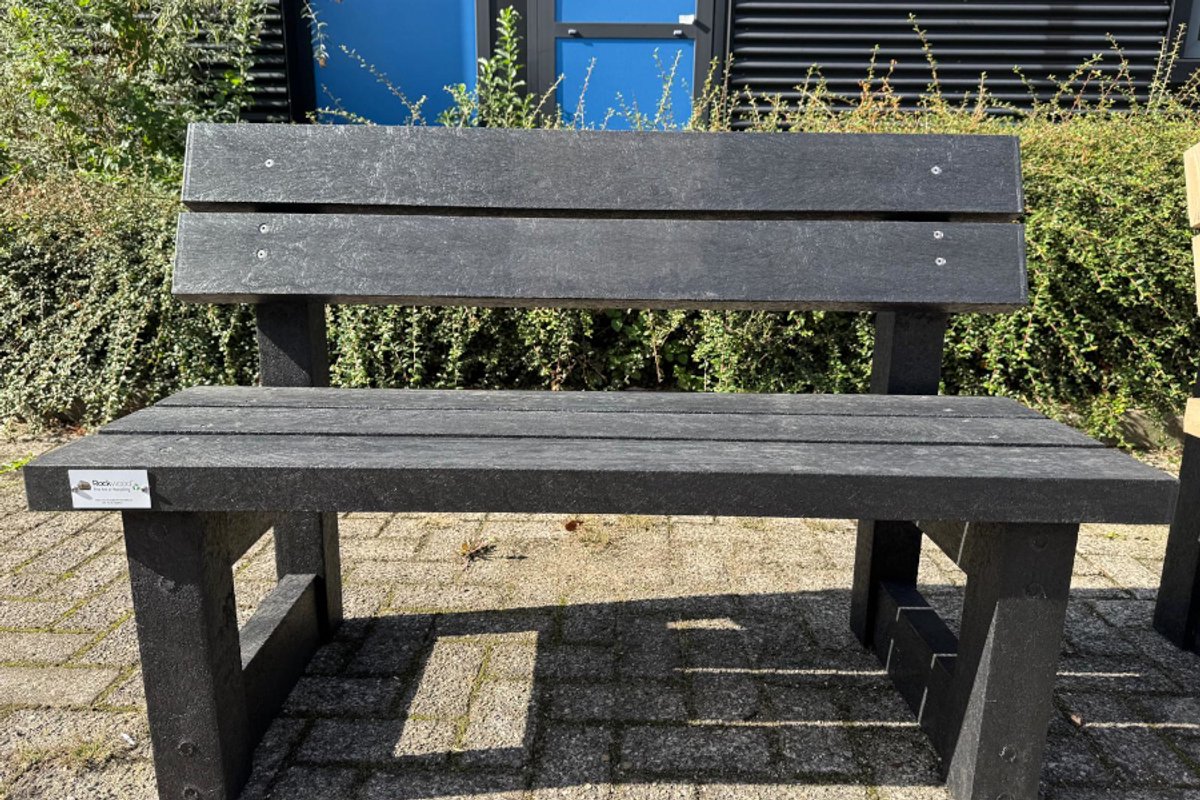 Rockwood® Parkbank Lounge Zwaar Kunststof - Ural Black 5cm dik 1.20m Naturel