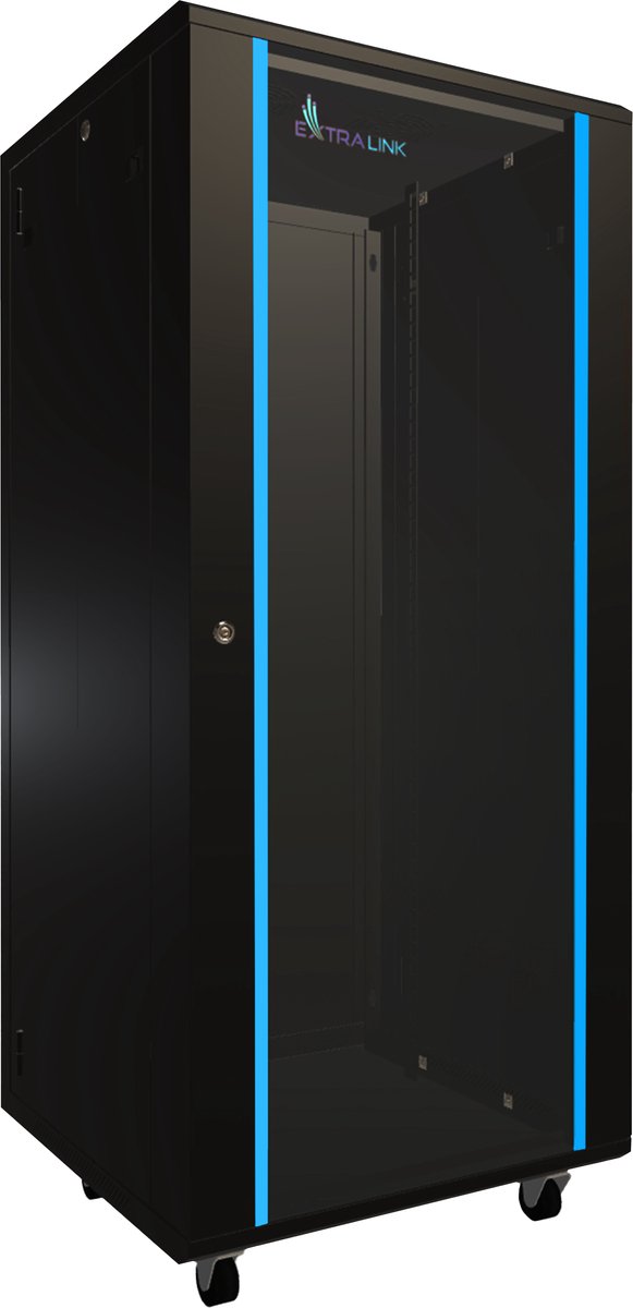 Extralink 27U 600x600 Rackkast 19" Staande Serverkast Zwart Voor Netwerk- en Serverapparatuur
