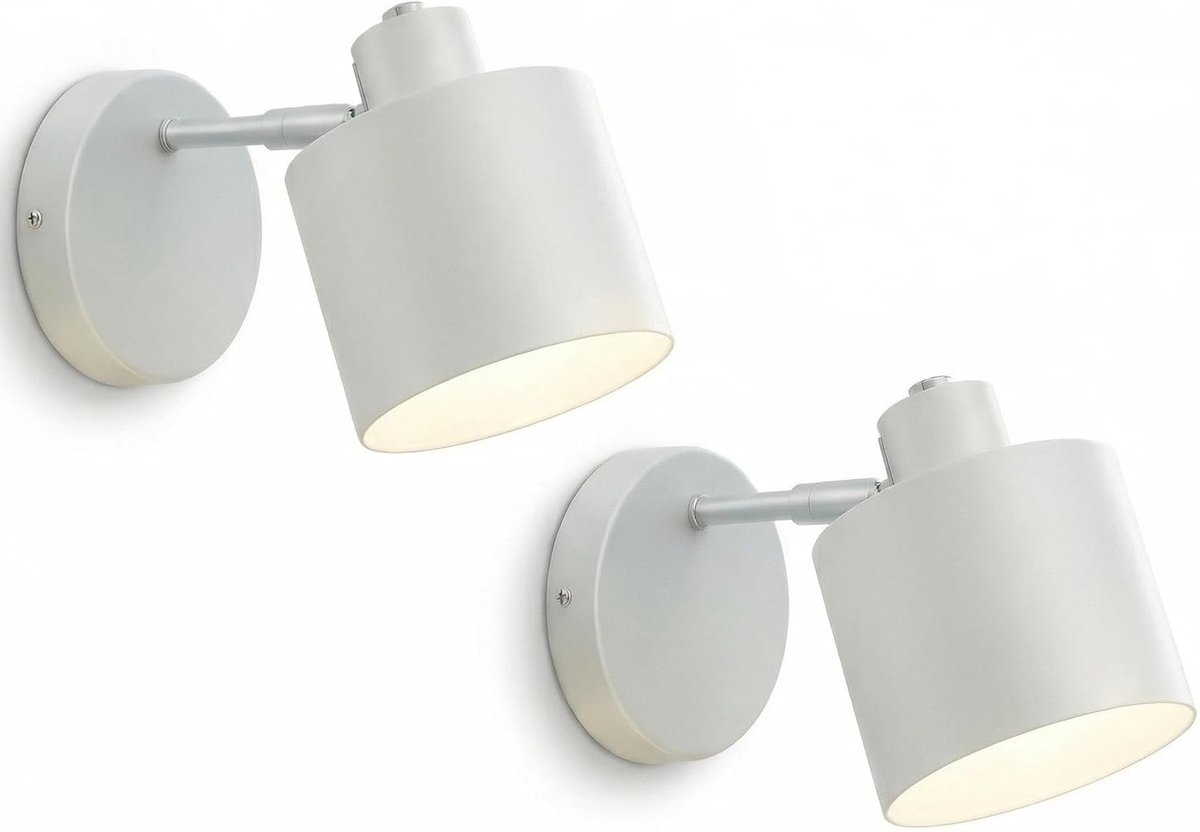 Metalen Wandlamp - Cilinder Armatuur - Slaapkamer Verlichting - Geïntegreerde Dimmer - 12x16x12 cm - Wit