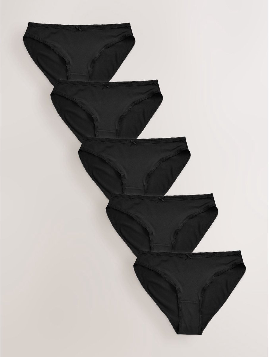 Next - Dames - Set van 5 slipjes van microvezels - Zwart