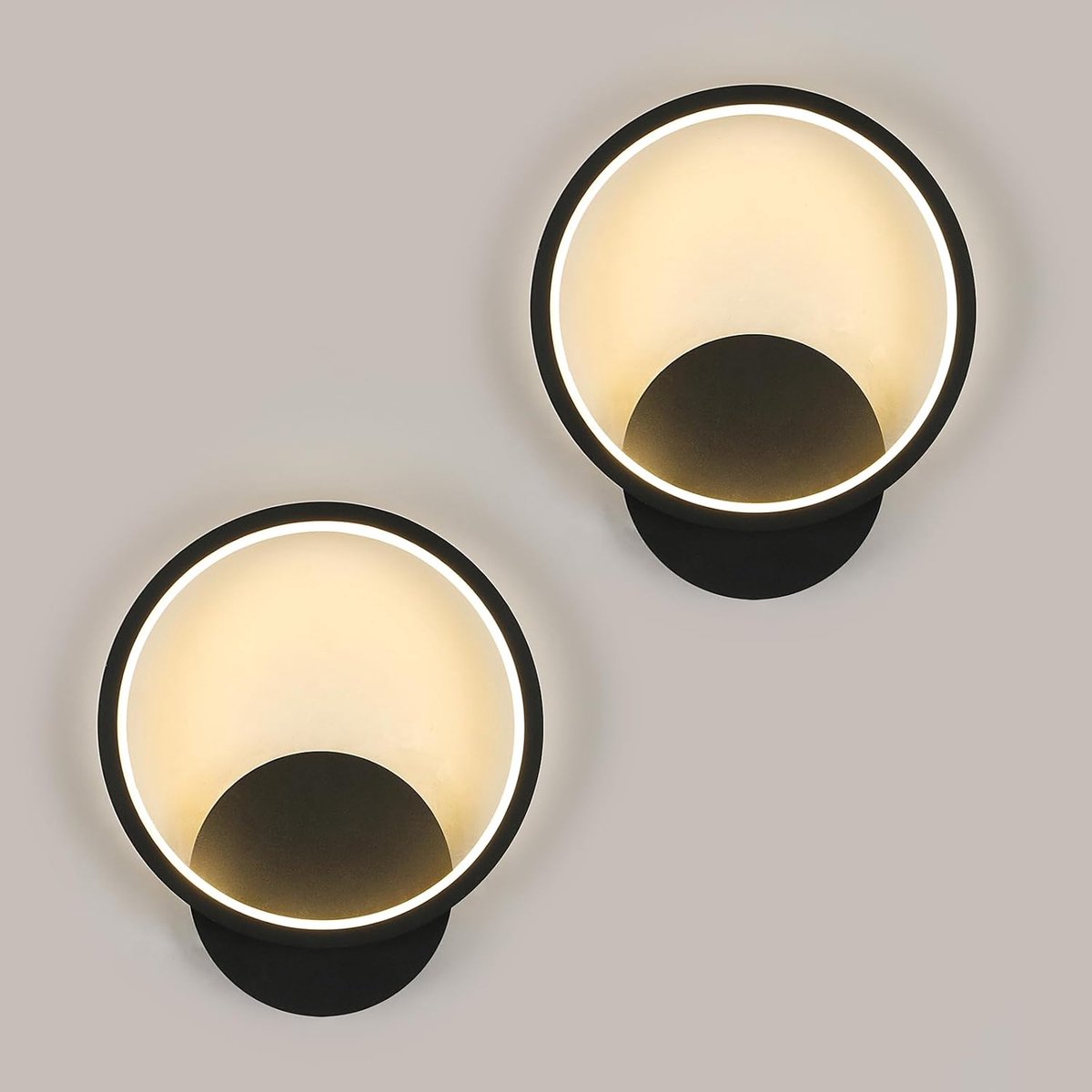 Moderne Wandlamp - LED Verlichting - Binnen Verlichten - Energiezuinig 12W - 23x20x5 cm - Zwart Warmwit