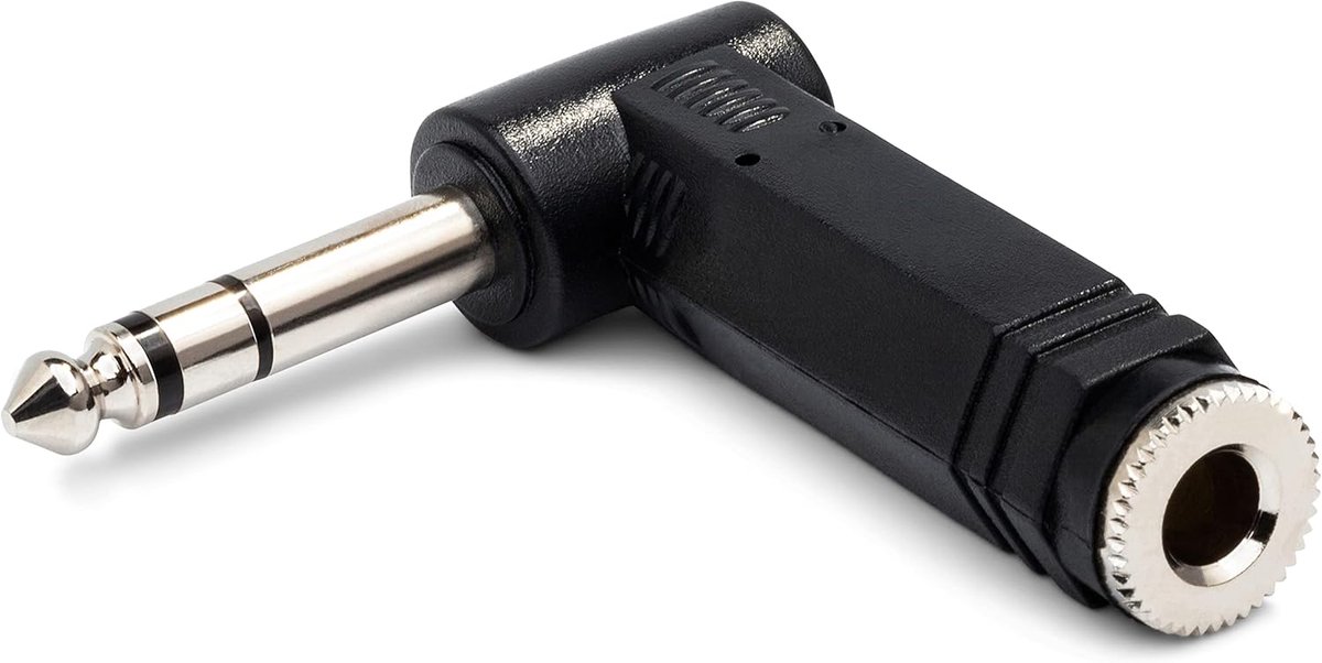 Rechthoek Adapter - Hoekstekker - Audio Aansluitingen - Ruimtebesparend Ontwerp - 6.35mm - Zwart
