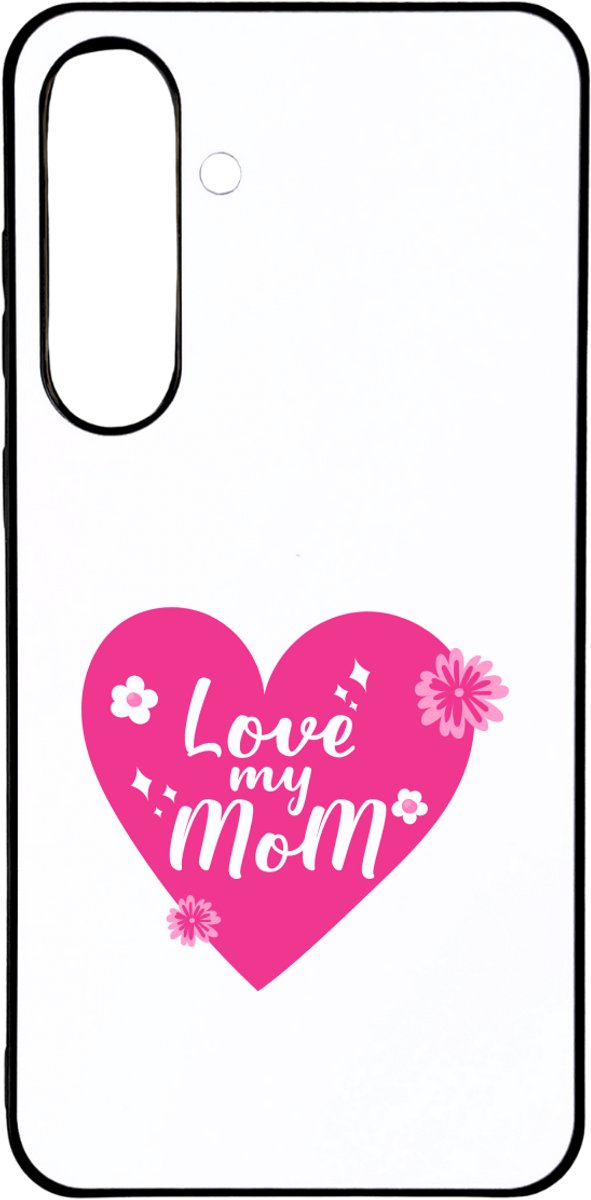 Hacebo® - Love my mom in roze hart met bloemen telefoonhoesje - Liefste mama - Mom - telefoonhoesjes - moederdag cadeautje - Cadeau voor mama - Verjaardag - Geschenk - Cadeau - Gift - hoesje geschikt voor Samsung Galaxy S25 Plus