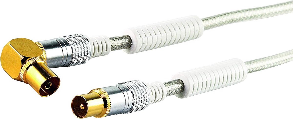 Antenne Aansluitkabel - IEC Kabel - HDTV Signaal - 4-voudige Afscherming - 15 Meter - Transparant