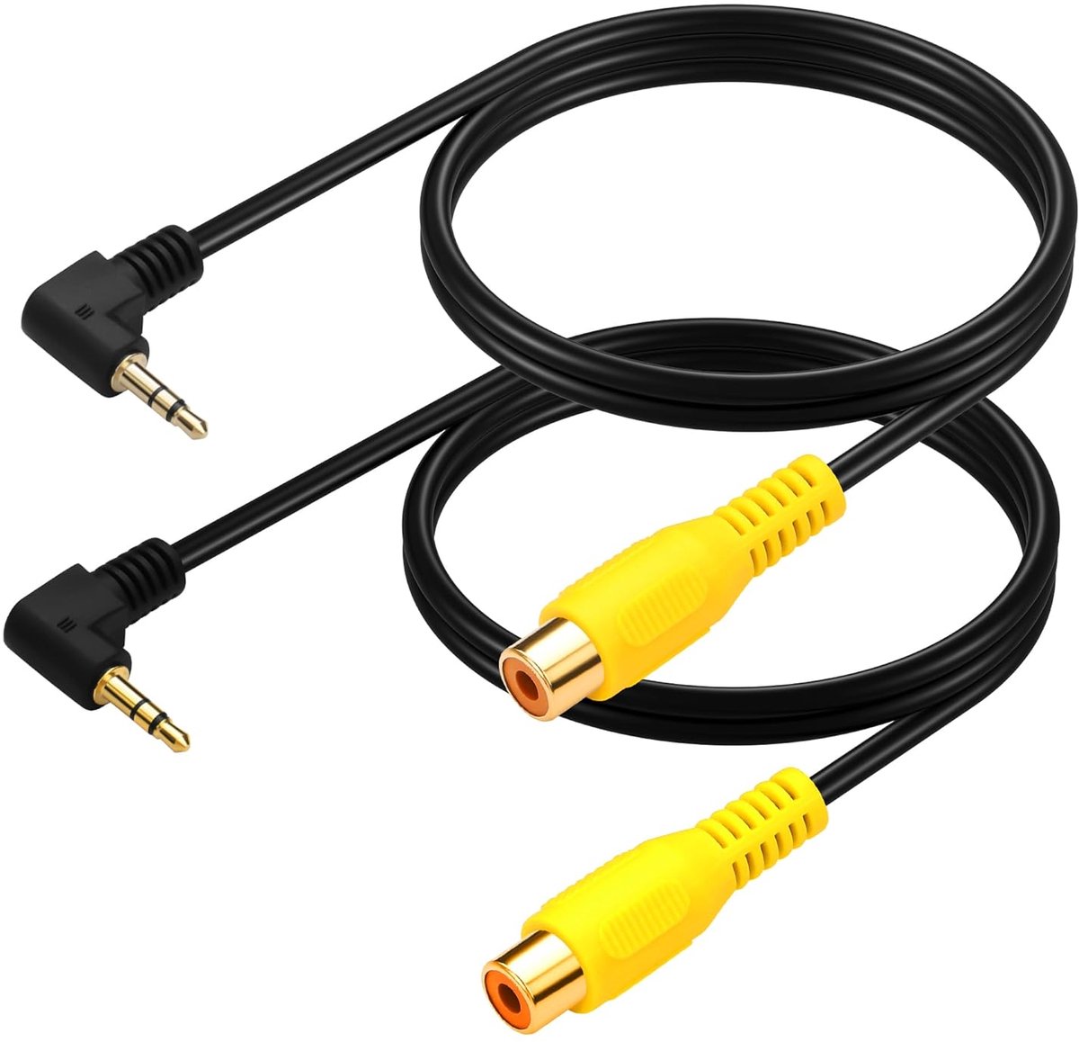 Hoekige Audiokabel - 3.5mm naar RCA - Audio Aansluiting - 90 Graden Plug - 1 Meter - Zwart