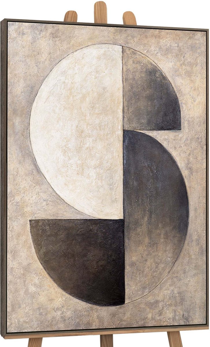 YS Schilderij - Handgeschilderd canvas schilderij - Wanddecoratie moderne Kunst - Beige en grijs - Reli?f - Muurdecoratie woonkamer - Slaapkamer decoratie - Kamer accessoires - schilderijen op canvasmetlijst Grey 120x80