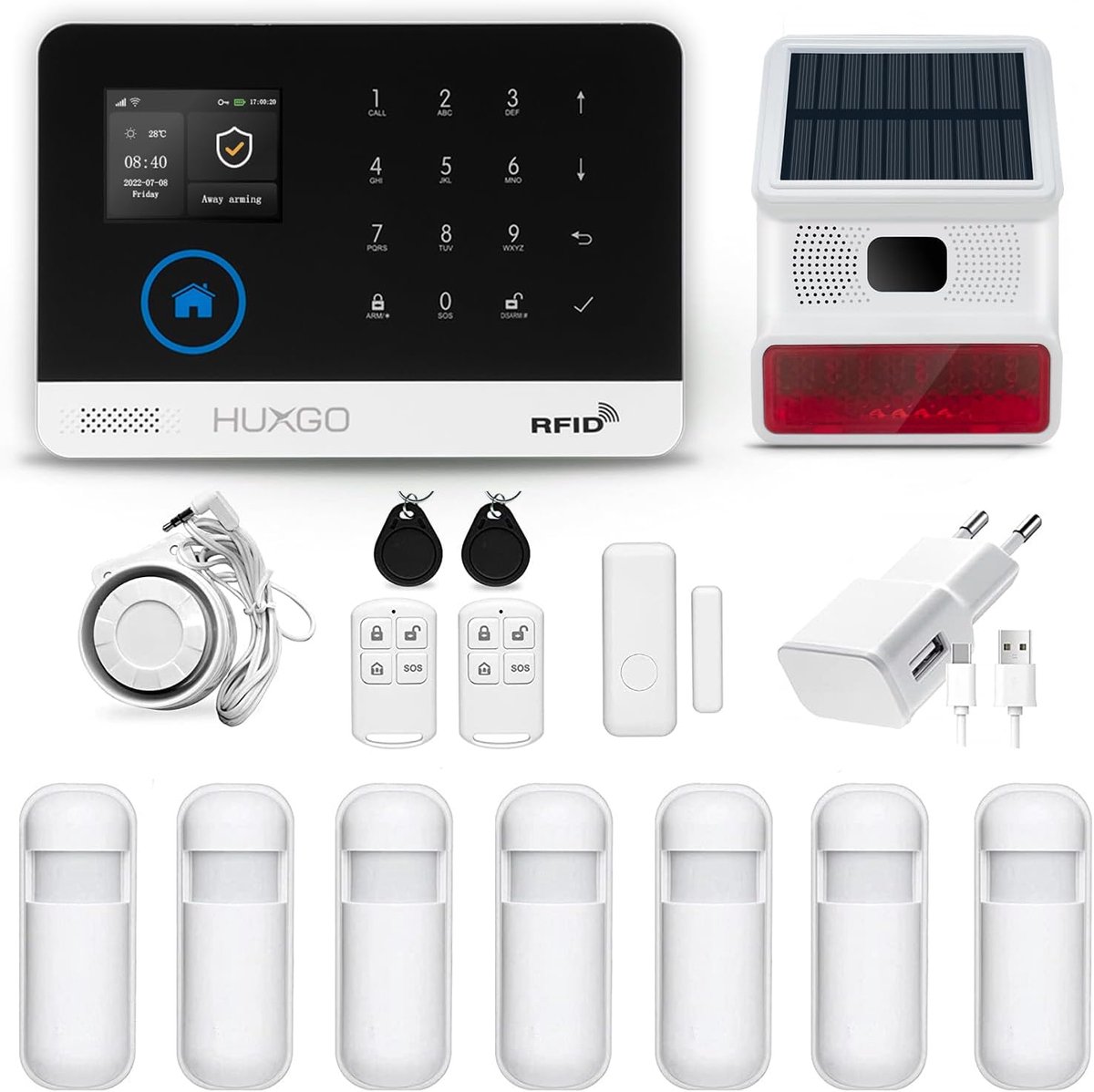 Draadloos Alarmsysteem - Beveiligingsset Huis - Veiligheid Thuis - WiFi en GSM 4G - 18.5 x 12.5 cm