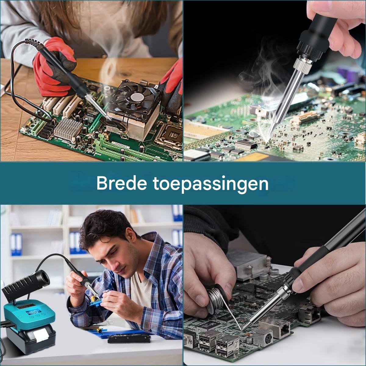 GELLDG Soldeerbout met Snel Opwarmen - Draadloze Lötstation met USB-C & Type-C Poorten - Automatisch Temperatuur Geheugen - Geschikt voor Makita 18V Accu - Voor Elektronica Reparatie en Huisprojecten - Kunststof Behuizing - 5.2x11.4x8.5cm – foto 8