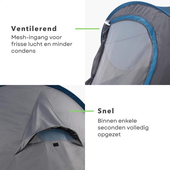 Cheqo® Pop Up Tent - Pop Up Tent 1 Persoons - Festival Tent - Kampeertent - Camping Tent - Lichtgewicht Tent - Blauwe Pop Up Tent van Cheqo — afbeelding 3