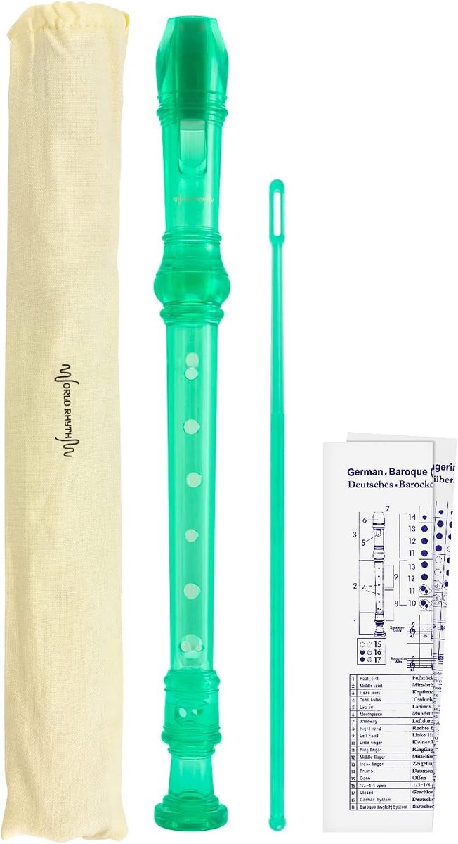 Schoolblokfluit - Descant Instrument - Muziek Leren - Drie Delig Ontwerp - 35 cm Pakket - Groen