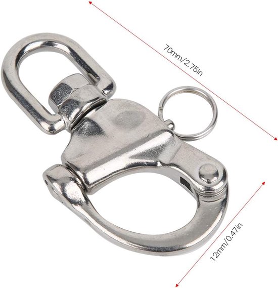 Swivel Eye Snap Closure 316 Stainless Steel Quick Release Shackle - Swivel Hook - Sailing Rigging Clip - Sailboat Shackles - Clip for Mountaineering - Hiking van Merkloos — afbeelding 4