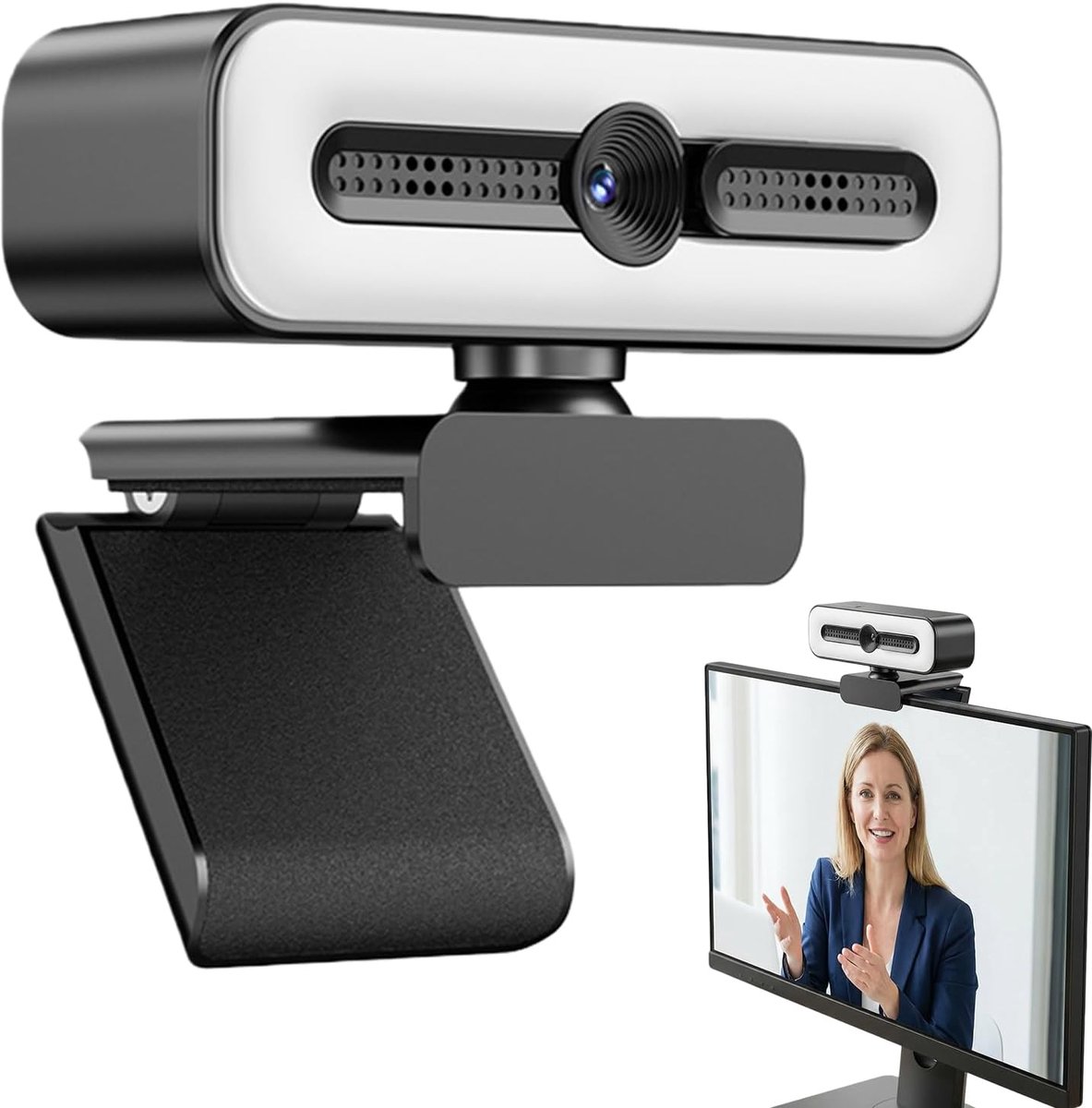 Webcam Full HD - 1080p - Webcam Met Microfoon - USB - Webcam voor PC - Windows & Mac - for Video Chat, Video Conference or Live Streaming - Zwart