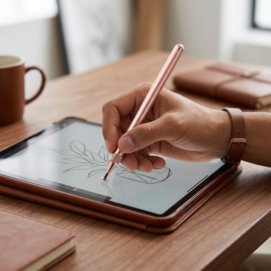 Paars blauw groen goud roze zilver zwart roségoud touchscreen pen stylus pen set 8 stuks dames heren met gradiënt kleur dubbele punt en rubber tip voor smartphone en tablet van Merkloos — afbeelding 2