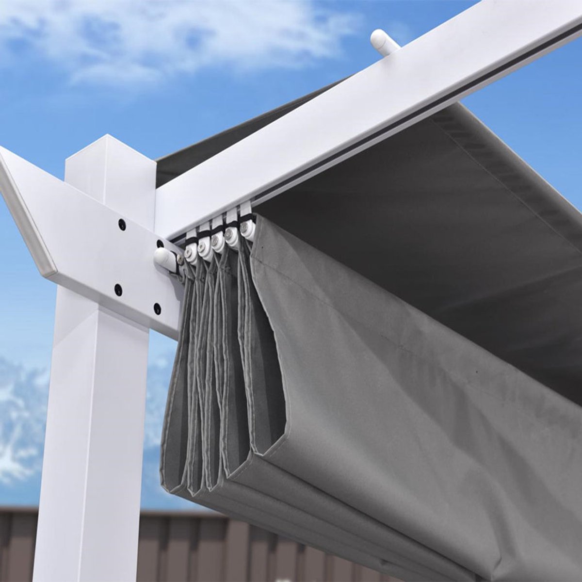 Purple Leaf Pergola avec toit de protection 4 x 3 m - structure blanche, toile grise