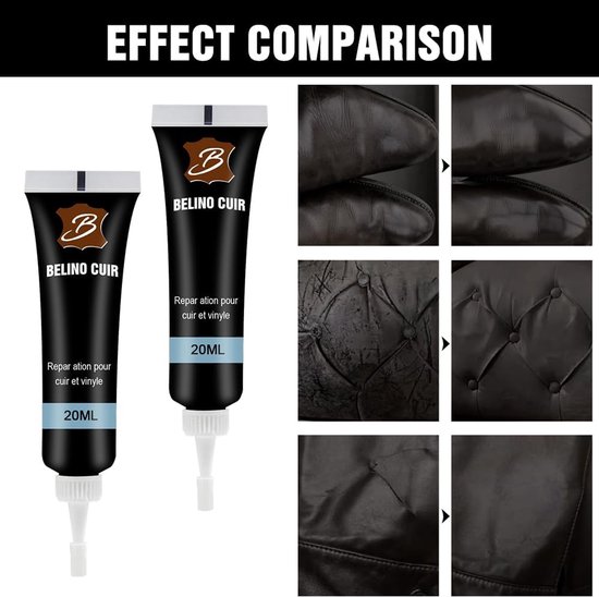 Leer Reparatie Set - Leer Vulling - Meubels en Auto's - Snelle en Veelzijdige Reparatie - 20 Milliliter - Zwart — afbeelding 2