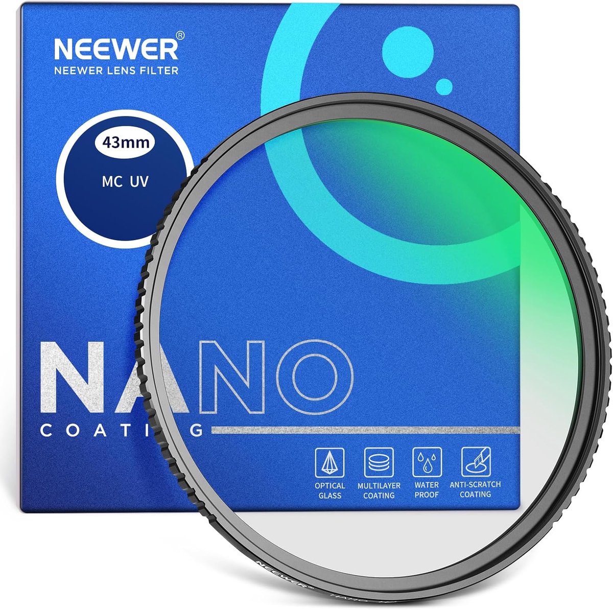 UV Lensfilter - Beschermfilter Camera - Objectief Beschermen - HD Glas Coating - 43mm