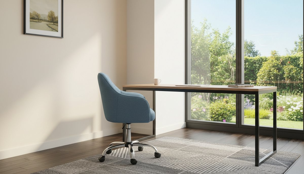Bureaustoel Ergonomisch – Casa Velluto ComfortFlow Linen Pro Draaistoel – In Hoogte Verstelbare Bureaustoel met Armleuningen – Ademend Katoen-Linnen – Moderne Computerstoel voor Thuiswerkplek, Kantoor, Studie – Blauw – Max. 110 kg
