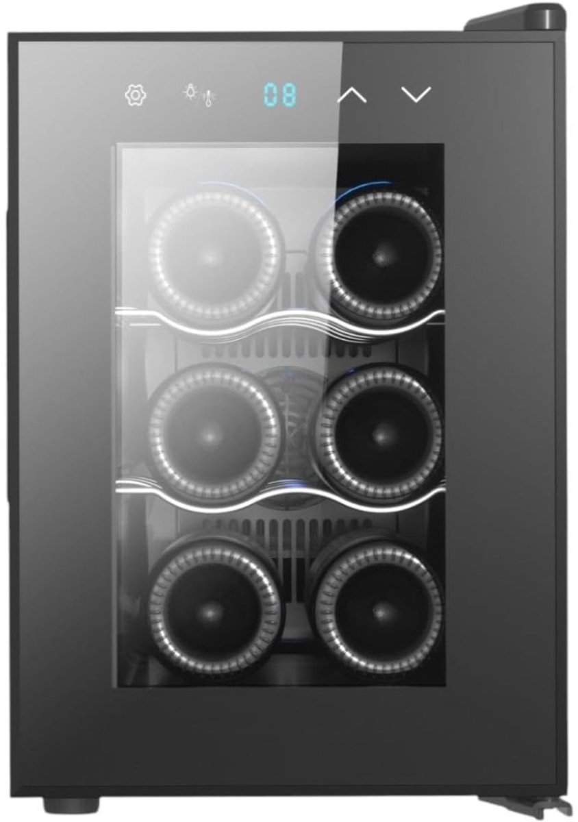 FlexVer® Wijn Koelkast - Koeler - Wine Cooler - 6 Flessen - Zwart