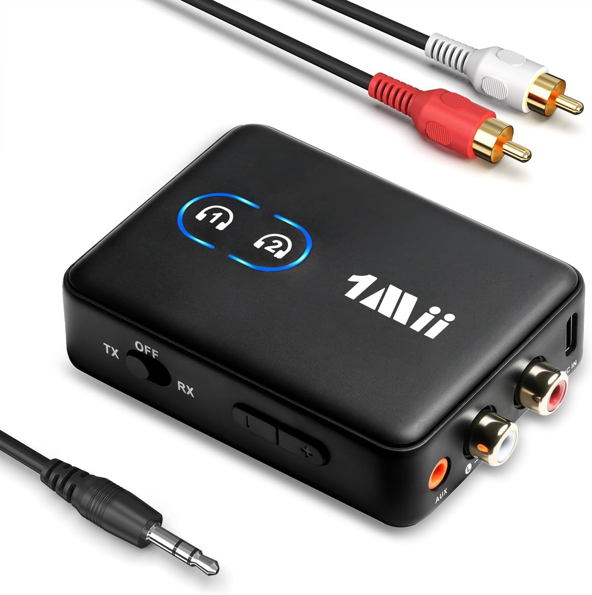 Audio Adapter - Zender Ontvanger - Draadloos Muziek Streamen - Dubbele Verbinding - 7.5 x 5.5 x 2 cm