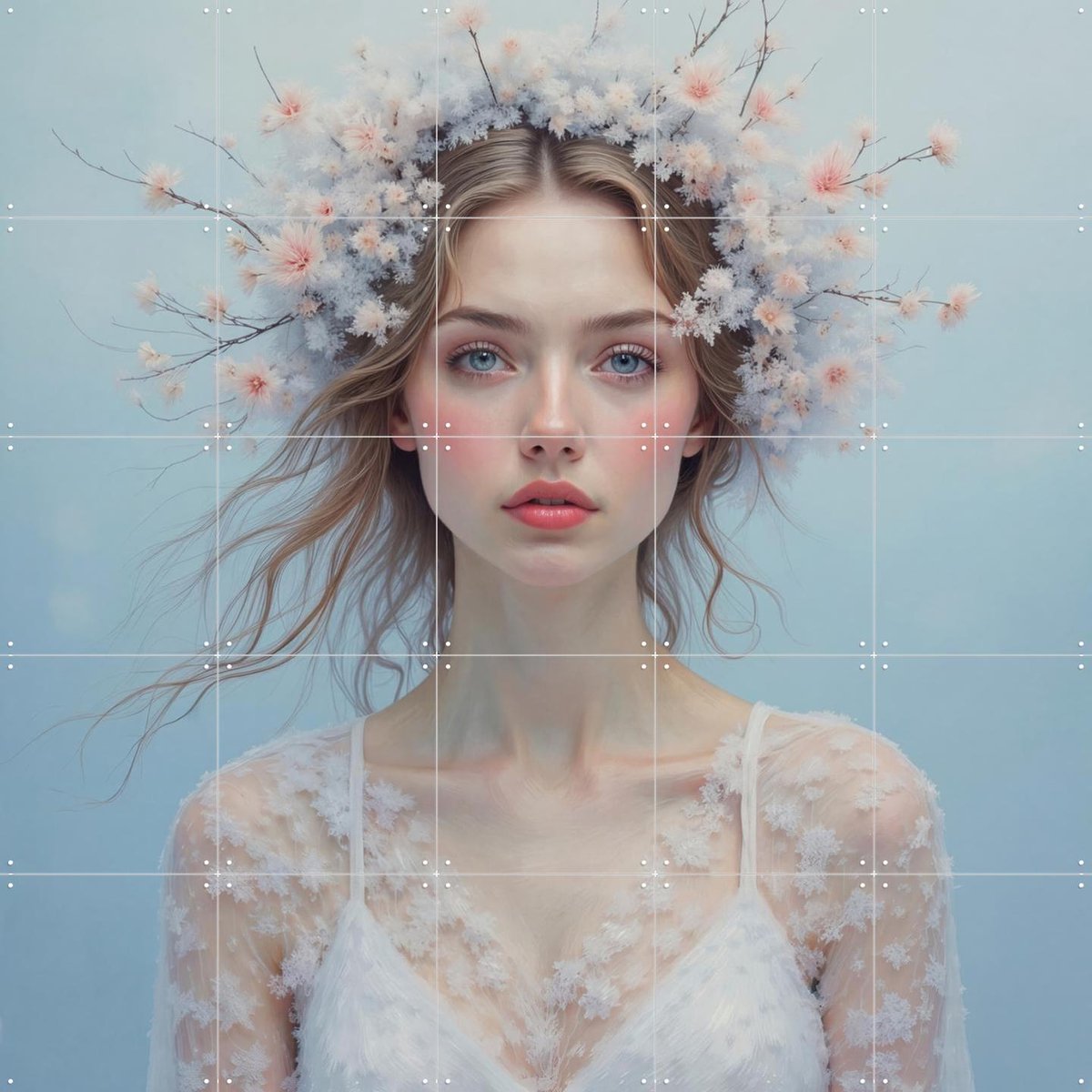 IXXI Daughter of Snowfall, IXXI Studio - 100 x 100 cm - Gratis ophangtool - Grote wanddecoratie en posters - Surrealisme, Fantasierijk, Woonkamer