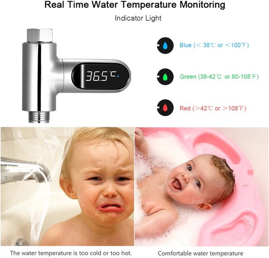 Waterthermometer Bad en Douche - Digitale Badthermometer - Watertemperatuurmeter - Zonder Batterij - Zilver — afbeelding 3