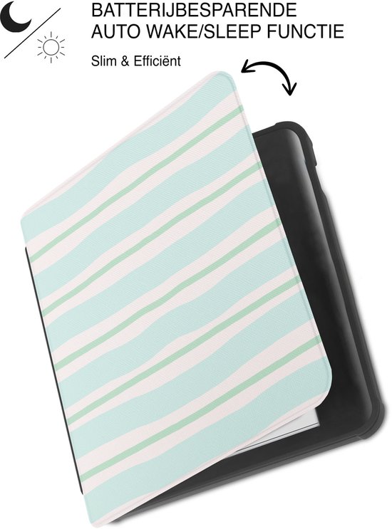 Lunso Geschikt voor Kobo Libra Colour hoesje (7 inch) - Vegan Saffiano Leren Sleep Cover - Soft Surf van Merkloos — afbeelding 3