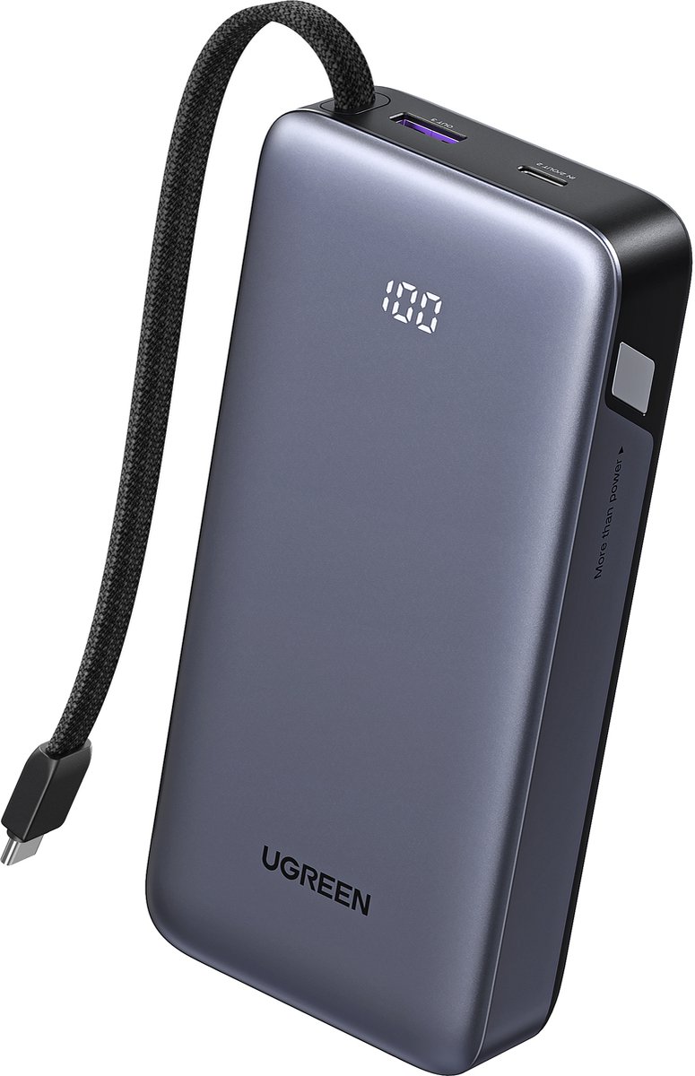 UGREEN Power Bank 20000mAh 45W Snel Opladen met USB-C Kabel - afbeelding 2