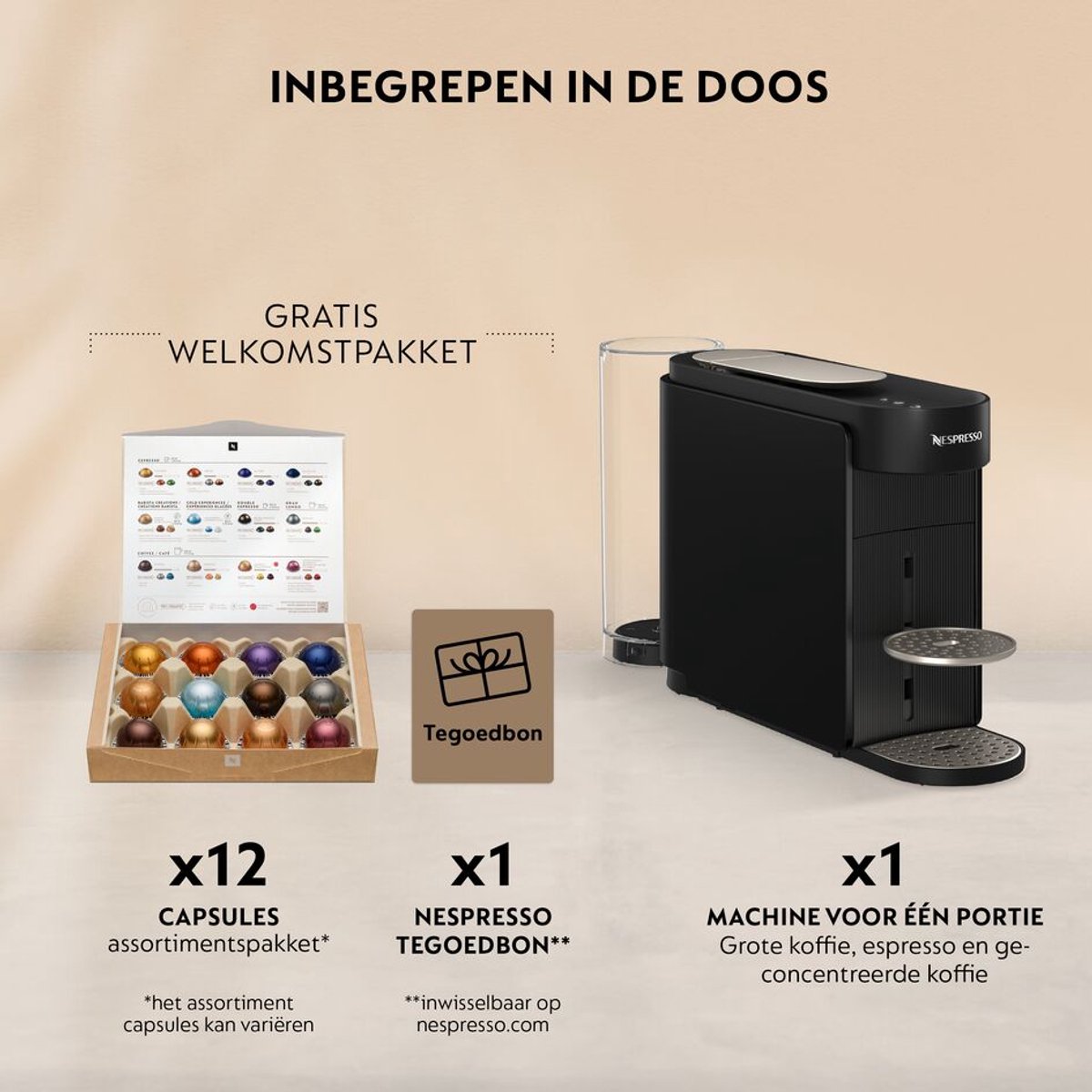 Nespresso Vertuo UP - Snelle capsulekoffiemachine zwart thumbnail 3