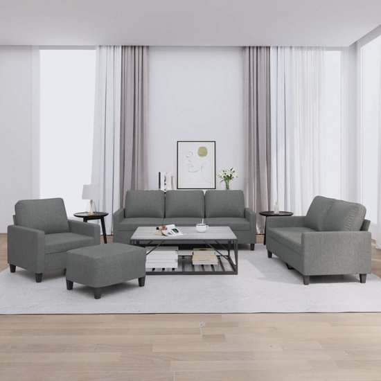 Ensemble de salon vidaXL - 4 pièces - Gris foncé - Grijs inclus