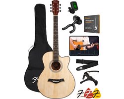 Finesse Akoestische Gitaar - met Videocursus - 4/4 40" - Western Gitaar - Gitaar Kind & Volwassenen - Naturel