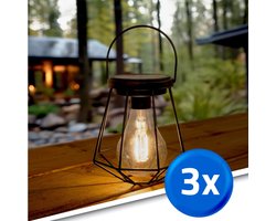 Solar tafel- en hanglamp buiten 'Vogue' - Voordeelset van 3 stuks - Tuinverlichting - Buitenlampen op zonne-energie - Zwart