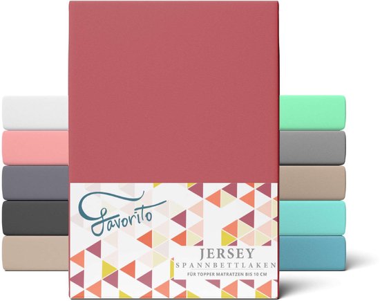 etérea Favorito Jersey Hoeslaken 140x200 - 160x200 cm - 100% Katoen - Crimson