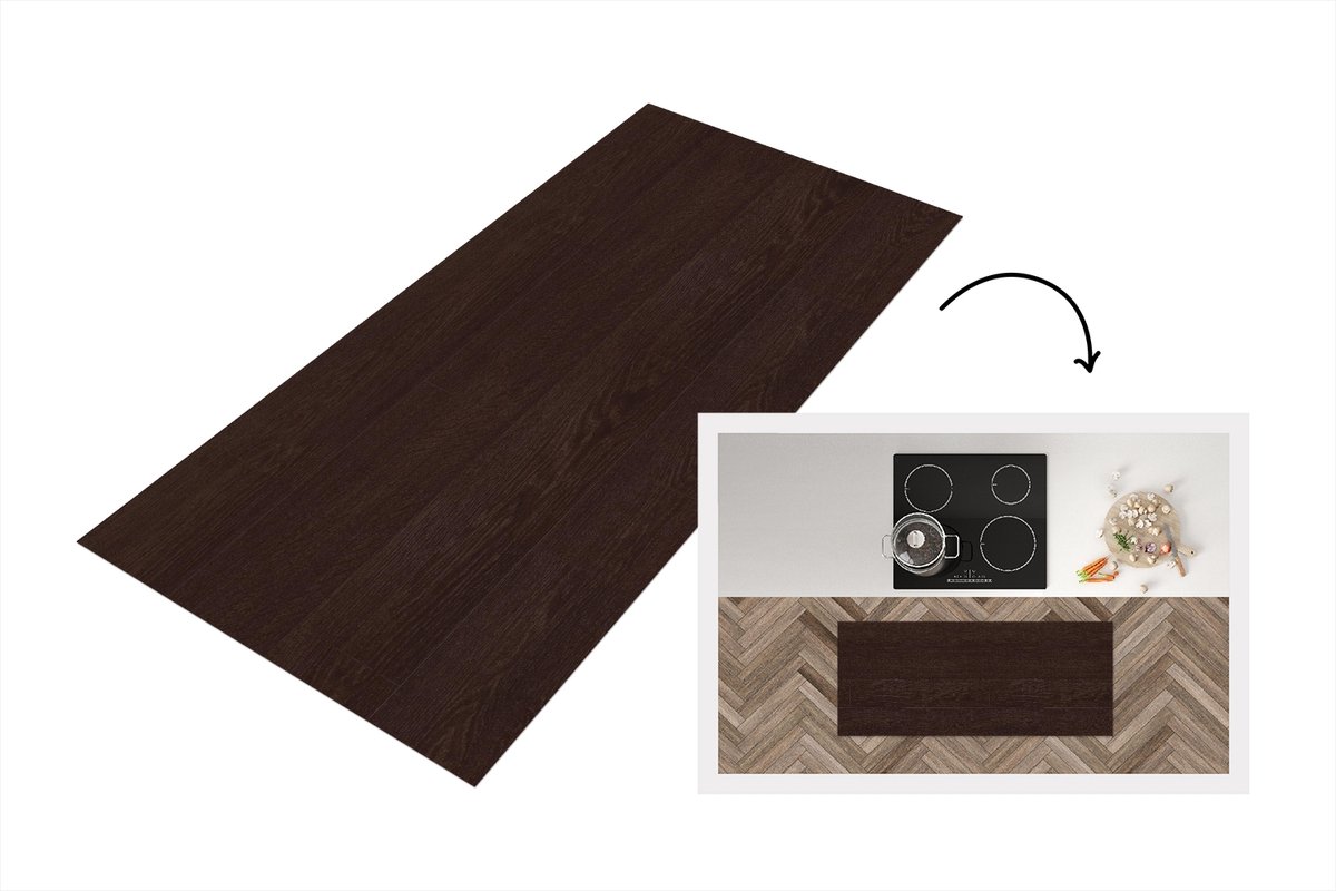 KitchenYeah Keukenloper 120x50 cm - Keukenmat vinyl Patroon - Hardhout - Plank - Keukenmatten loper - Keuken vloerkleed tapijt