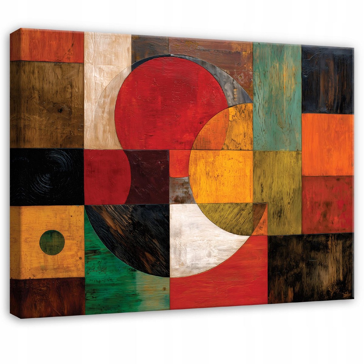 WALLARENA Schilderij op canvas - 100x70 cm - geometrisch Art Deco patroon - Geschikt voor slaapkamer en woonkamer Veelkleurig