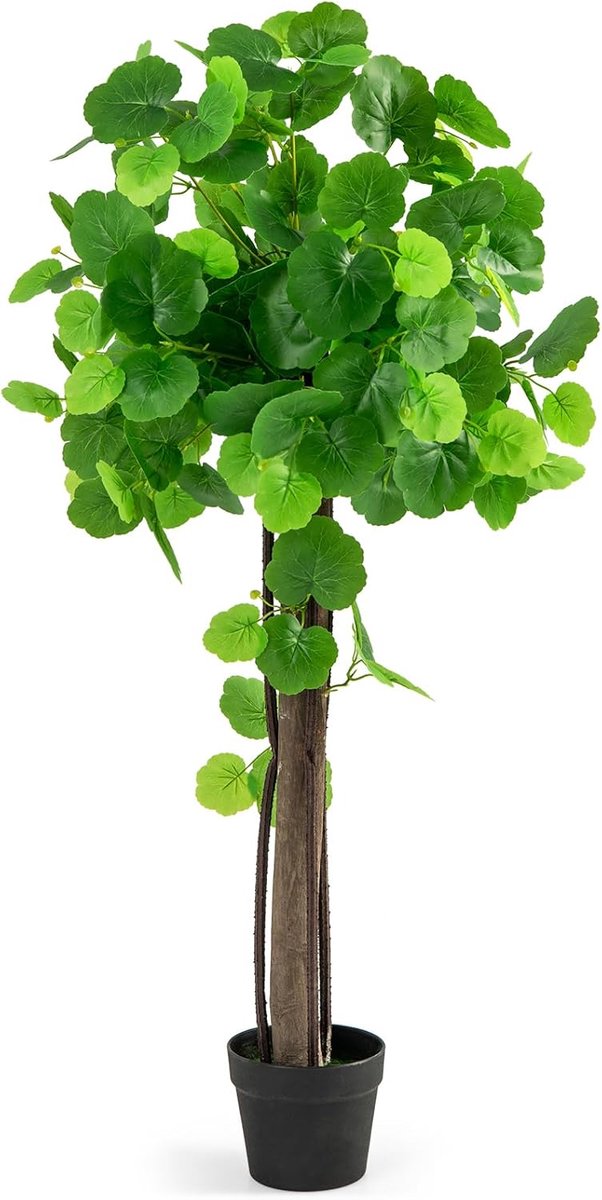 KOMFOTTEU Kunstboom, 110 cm in pot, wilde appelboom met houten stam, takken van PE, hortensiabladeren, weelderig mos, hortensiaboom voor thuiskantoordecoratie