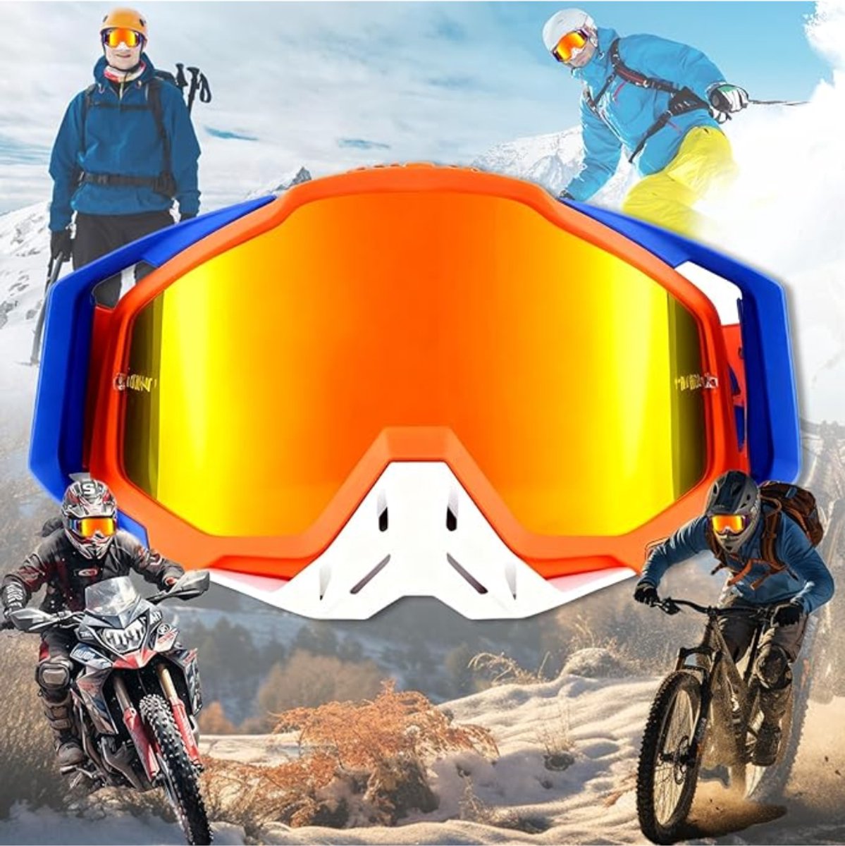 Goodivery ® Motocross- en snowboardbril met anticondens- winddichte stofdichte en geïsoleerde constructie veiligheidsbril voor motocross met nachtzicht UV-bescherming anticondens skibril voor dames en heren. 19x 15 x 11.2 cm