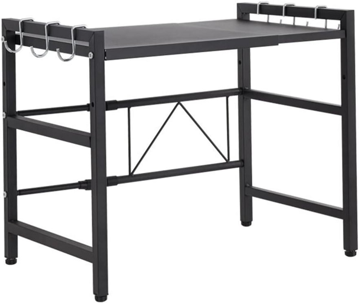 2x Uitschuifbare Magnetronplank met 2 Niveaus en 3 Haken - Verstelbare Keuken Opbergrek