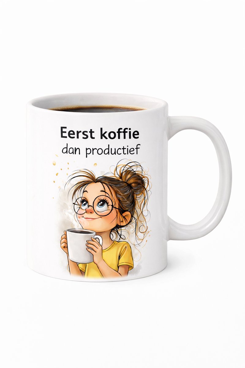 Koffiemok - Werkmok - Mok met tekst - Thuiswerken - Origineel cadeau - Theemok - keramiek-mok - thuiswerk-mok - Collega cadeau - Cadeau-voor-haar kantoor-mok ochtend-mok koffieliefhebber productief-mok
