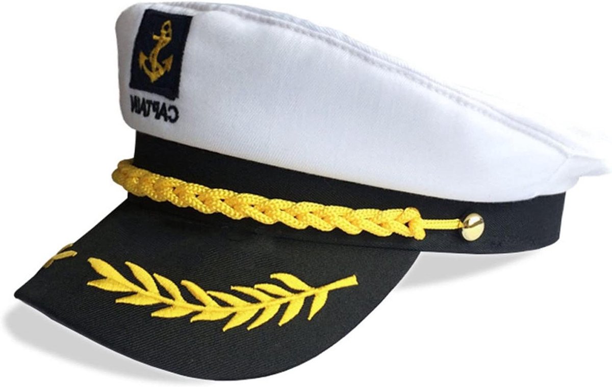 Marine Blauwe Kapiteinshoed - Nautical Accessoire voor Verkleedfeestjes & Evenementen. Combineer Met Diverse Outfits, Trek Alle Aandacht Naar Je Toe (Wit)