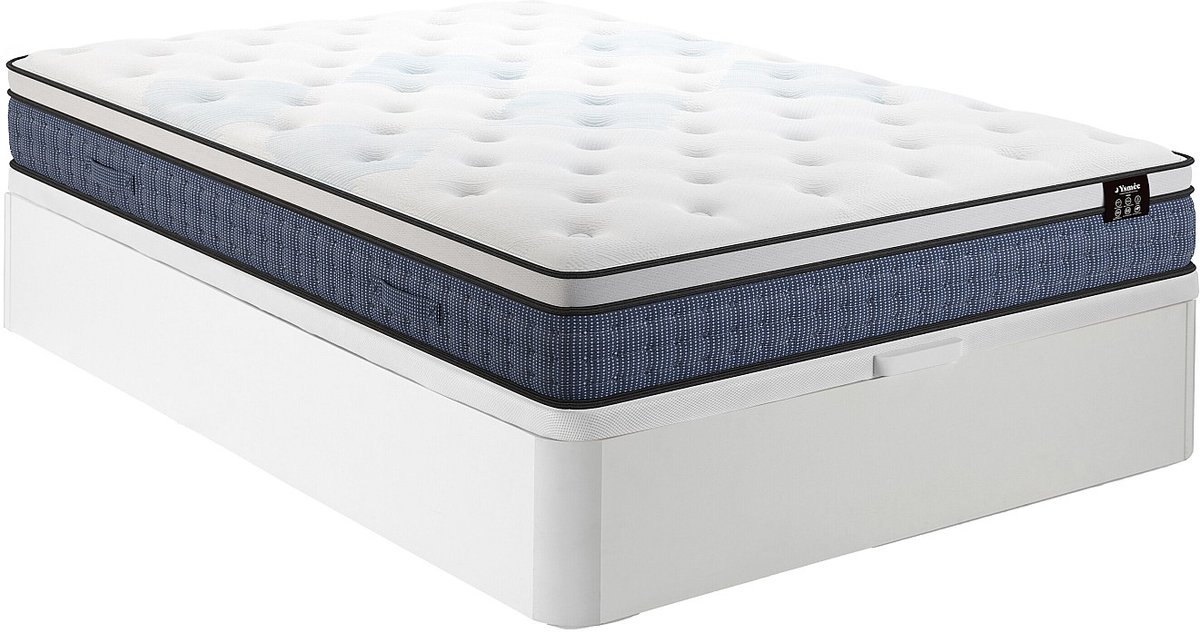 Vente-unique Set van bedbodem met opbergruimte kleur wit 160 x 200 cm en pocketveringmatras 7 zones met memory gel toplaag, dikte 23cm - VARNO van YSMÉE