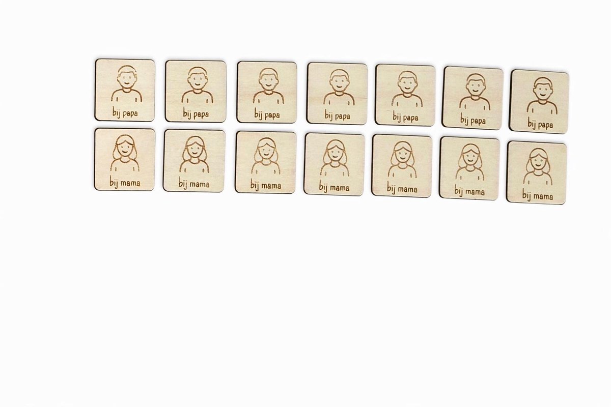 Weekplanner - uitbreidingsset Bij Papa / Bij Mama - houten weekplanner - planning kinderen - weekplanning - papa - mama