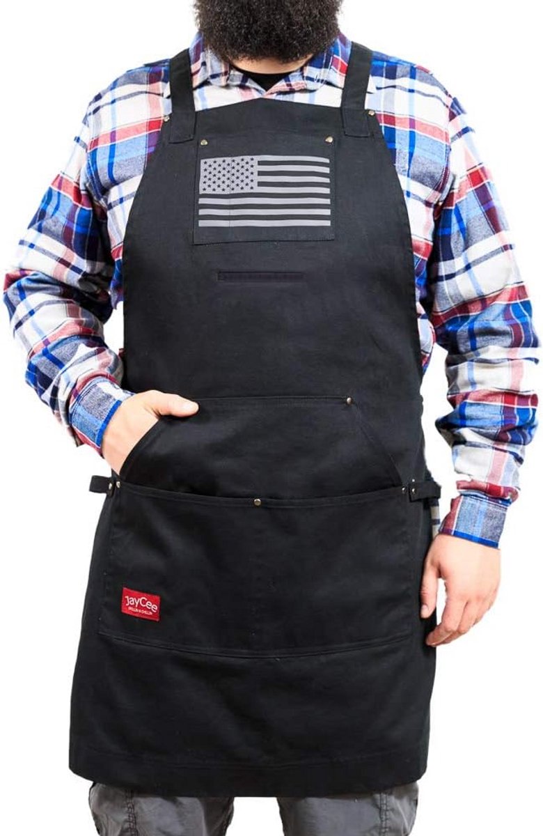 Professioneel Schort met Amerikaanse Vlag voor BBQ, Keuken en Werkplaats - 5 Zakken