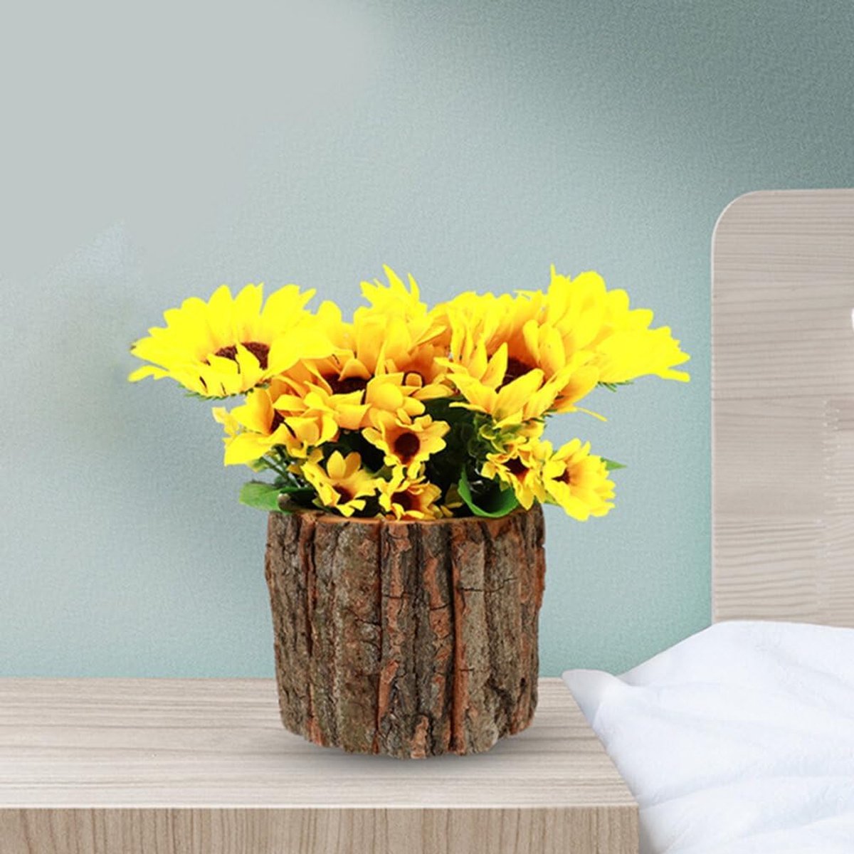 Candala 4 stuks houten schors-bloempot, natuurlijke boomstam, vetplantenbak, boerderij-boomstronk, plantenbak, cactuspot, rustieke plantenpotten, bakken, emmer, vat, plantenbakken