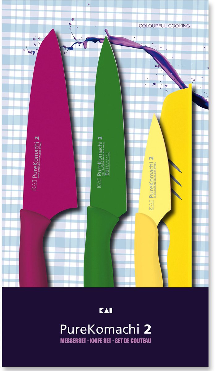 Kai Pure Komachi 2 messenset, 3-delig, hobbymes, schilmesje, mes, ABS-0310
