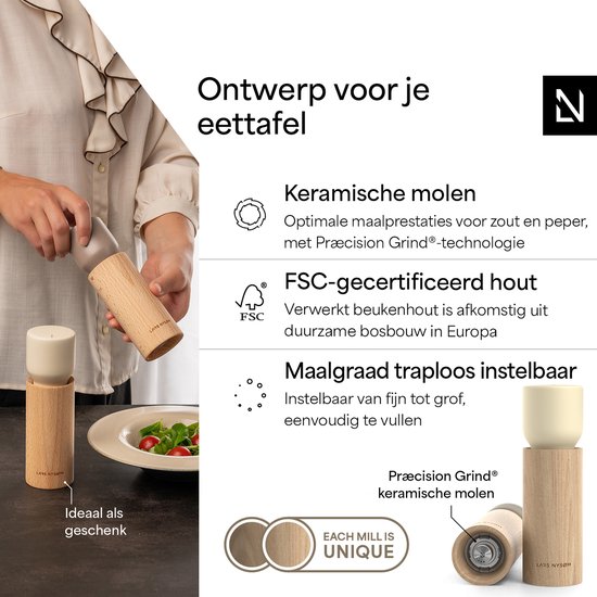 Premium Zout- En Pepermolen Set Koper - Magnetische Deksels Verstelbaar Keramische Molen Koperen Rvs Zoutmolen En Pepermolen Met Bamboe Houten Houder