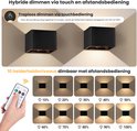 Zwarte vierkante wandlampen met touch- en afstandsbediening dimmen van 10% tot 100%.